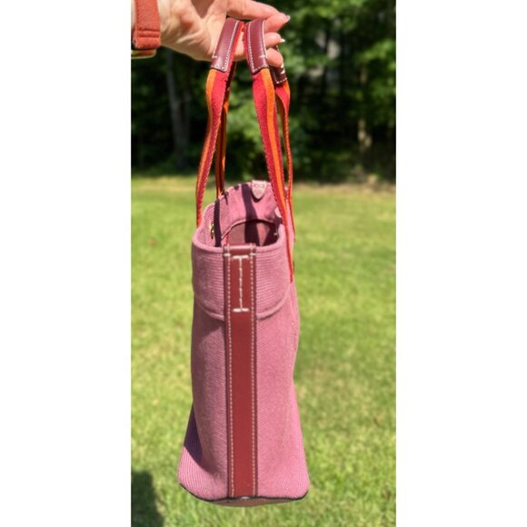 COACH Small Canvas And Smooth Leather Shoulder Tote Light Raspberry Multi Ck168 - Picture 5 of 16